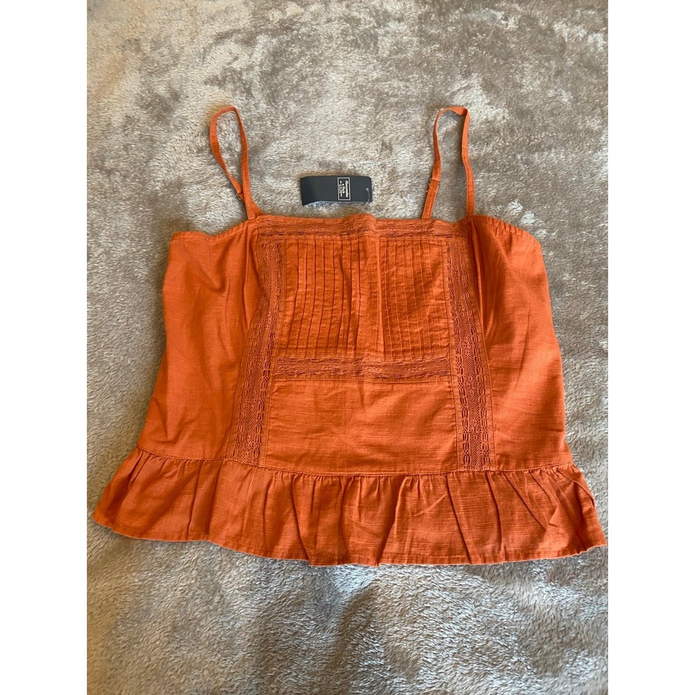 Abercrombie & Fitch Cami Top New Tag Cropped Pleated Smocked Strap Large s58